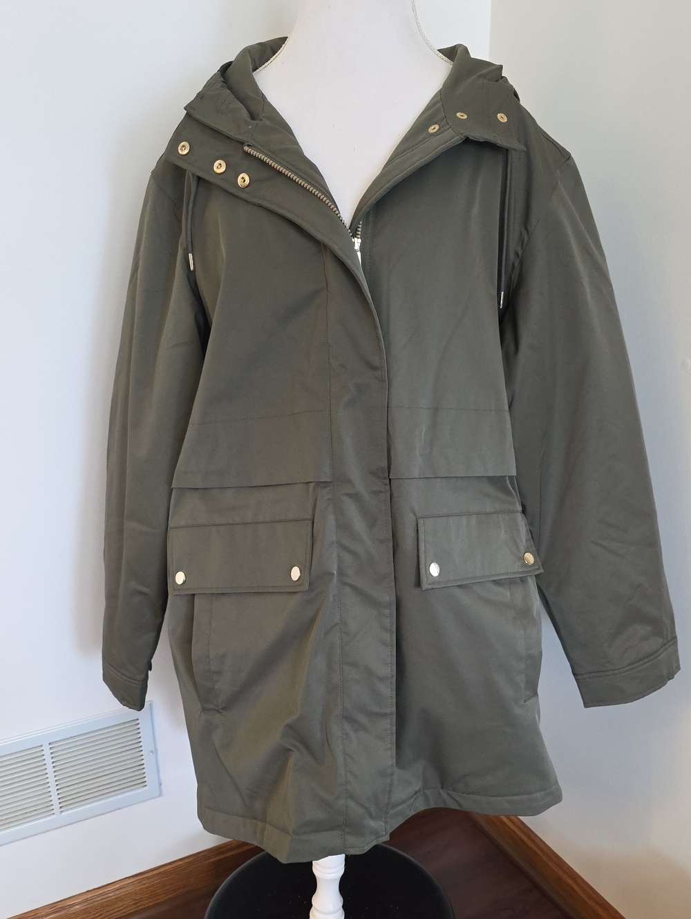 Liz Claiborne Olive Green Hooded Midweight Parka Jacket Anorak Women's 3X - NEW